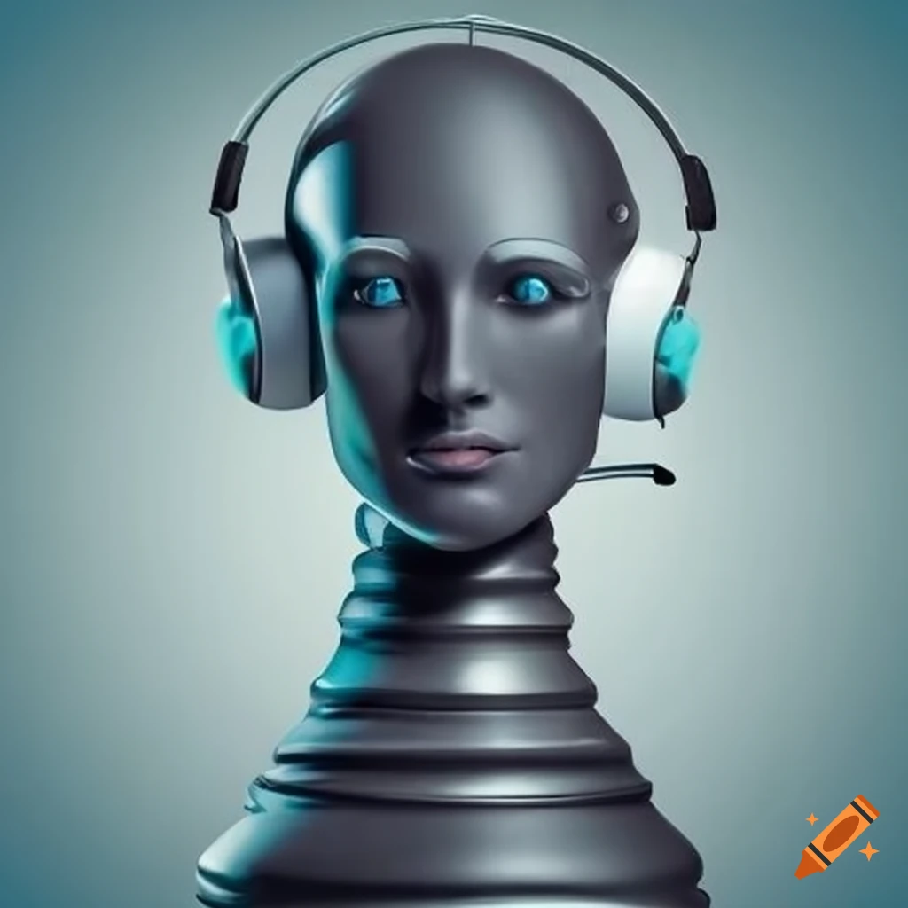 3D model of a chess piece with a headset