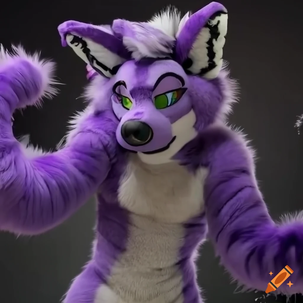 purple and dark gray snake fursuit