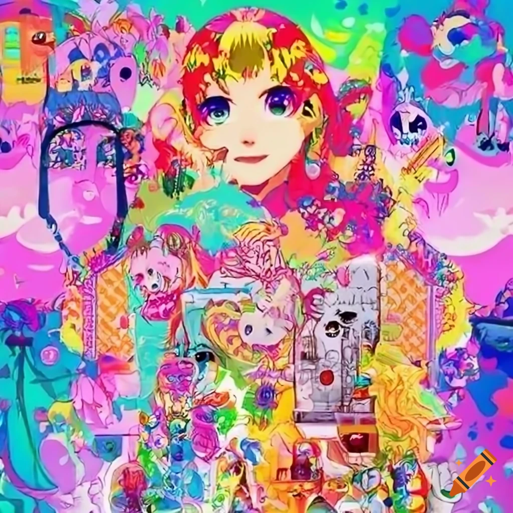 colorful anime-themed music festival background