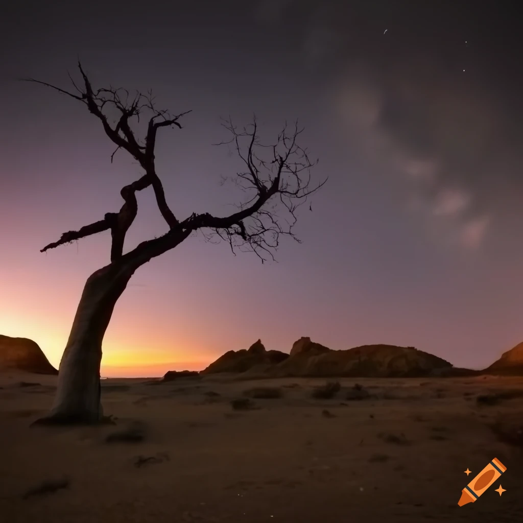 prehistoric landscape at dusk