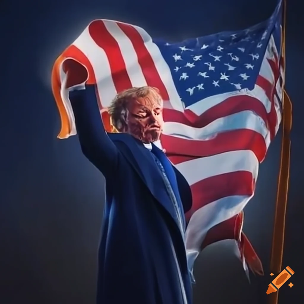 Donald Trump holding the American flag