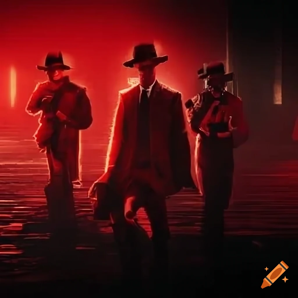 red mafia themed youtube banner with a movie scene stunt
