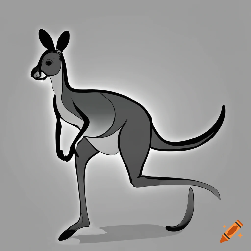black and white coloring page of a jumping kangaroo