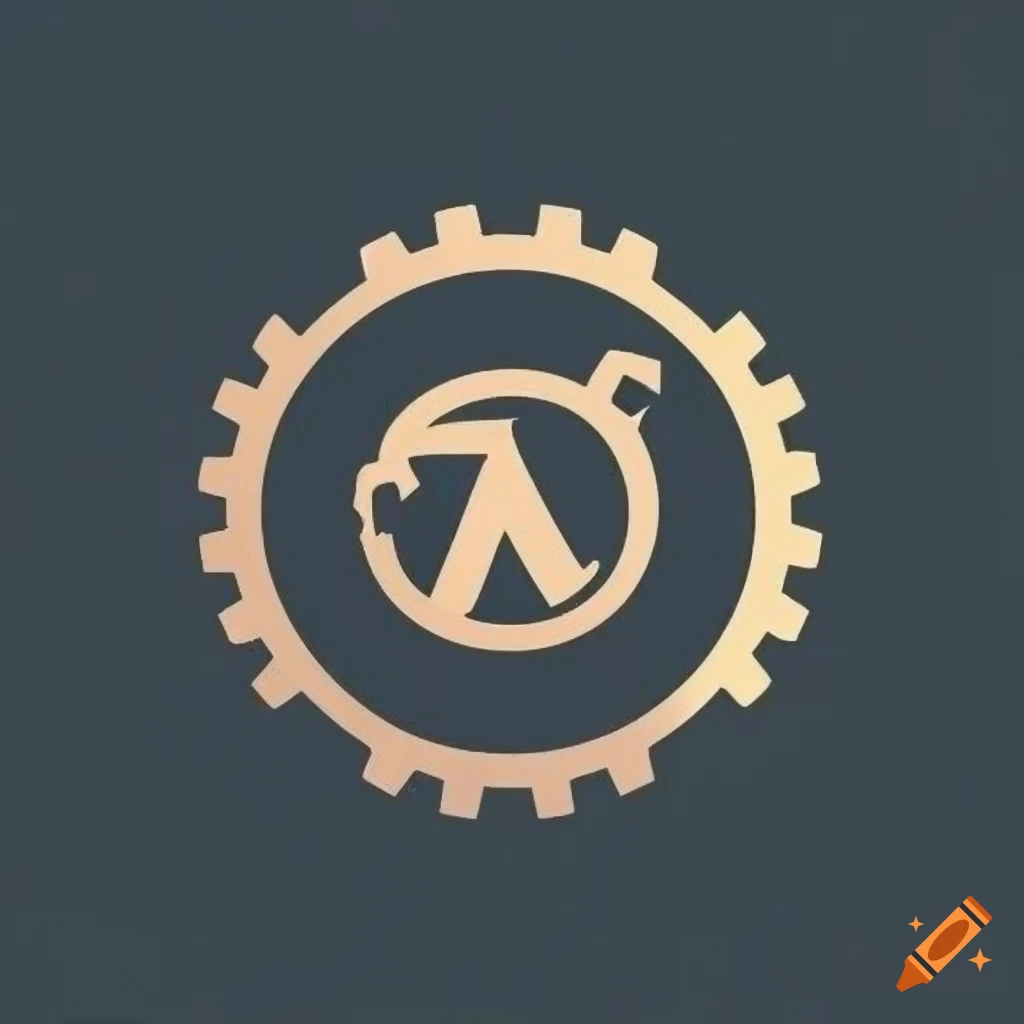 logo design with lambda greek letter and gears