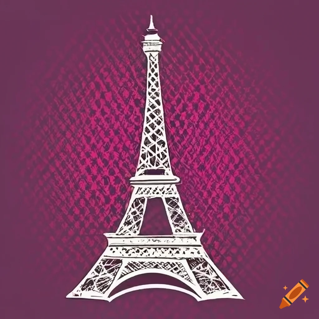 1940s art pop style Eiffel Tower logo