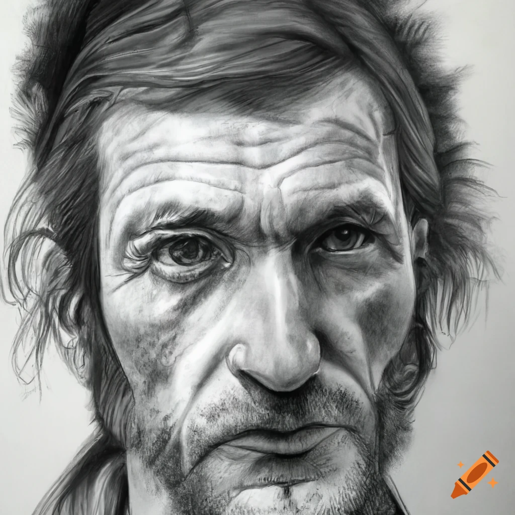 realistic pencil drawing of a Bosnian man