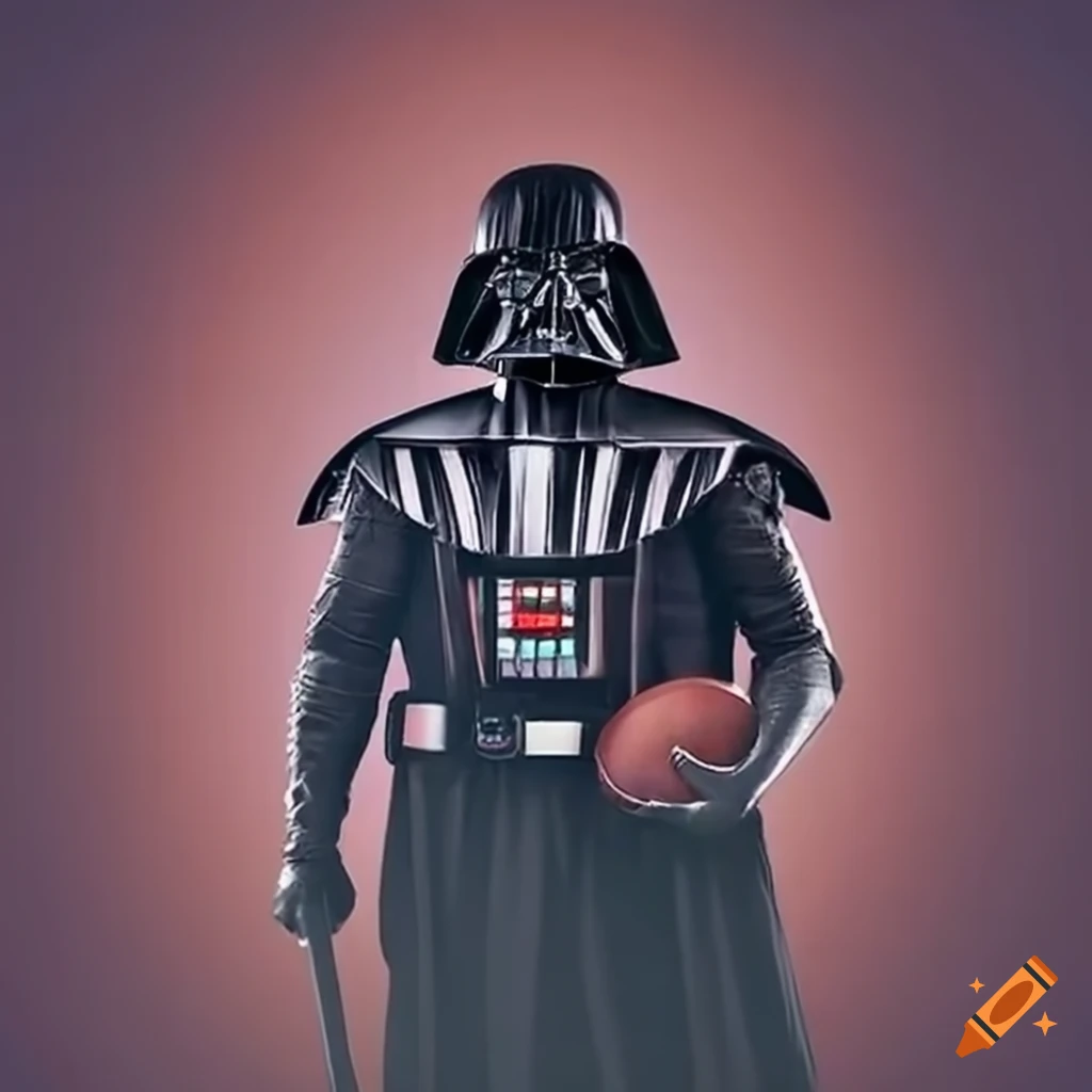 Darth vader with a football at the nfl draft on Craiyon
