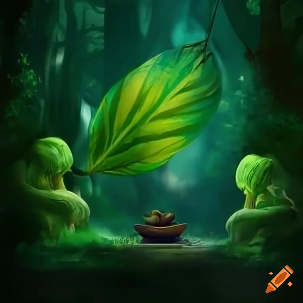artistic representation of a virtual journey through leaves