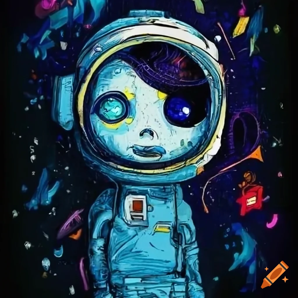 Tim Burton style astronaut illustration