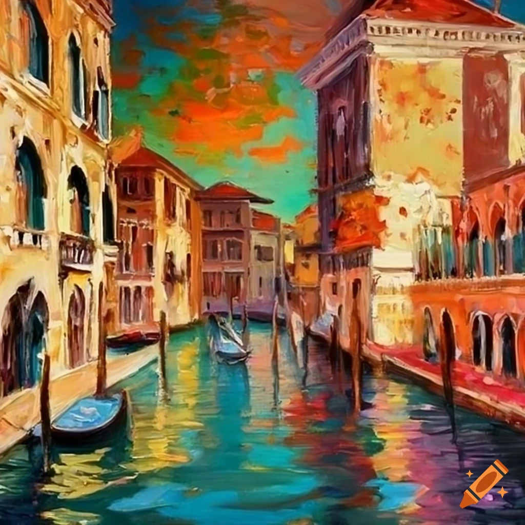 oil painting of Venice in the spring