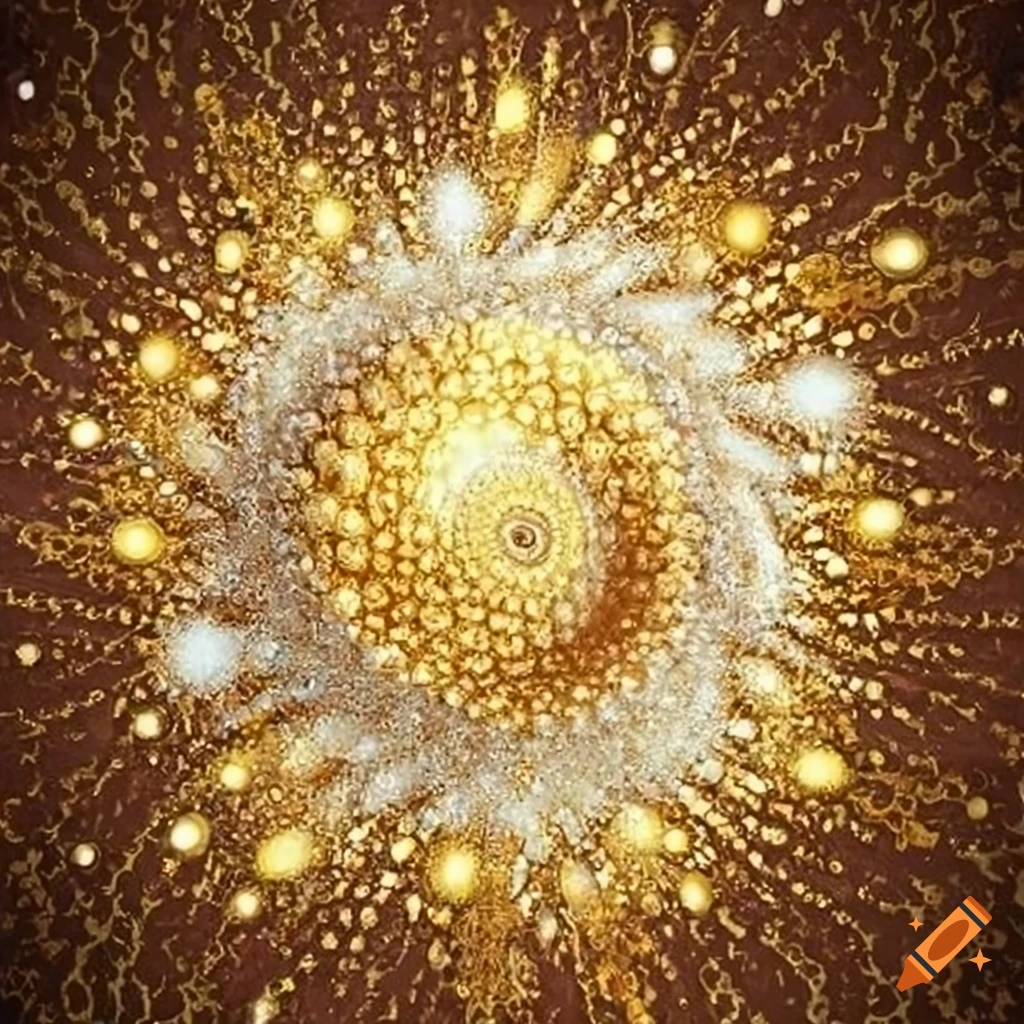 surreal golden orbs with ornaments and rubies
