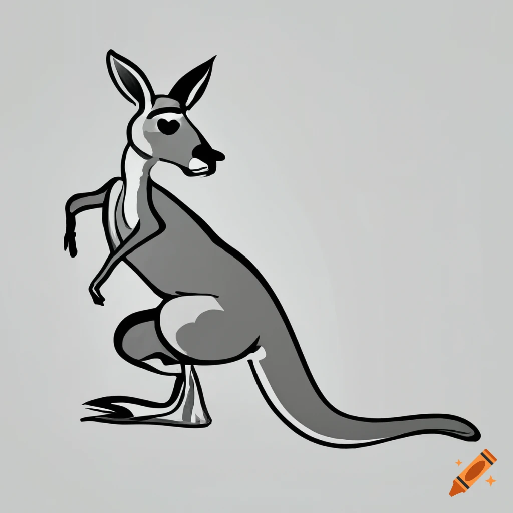 minimalist coloring page of a jumping kangaroo