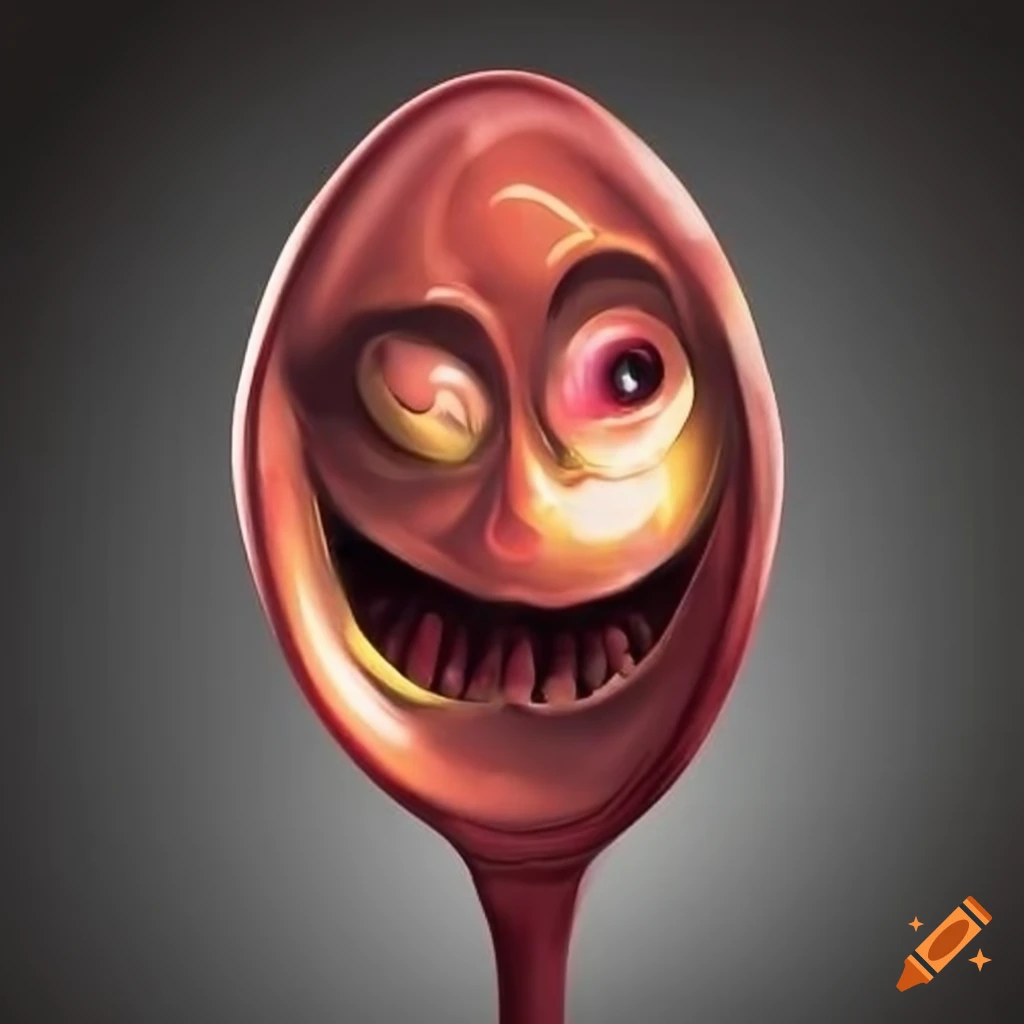 illustration of an evil spoon with a menacing smile