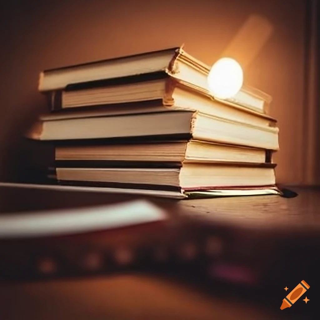 five books on a desk