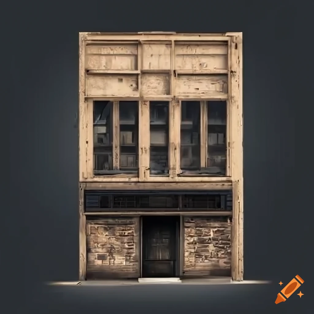 realistic depiction of a weathered storefront facade