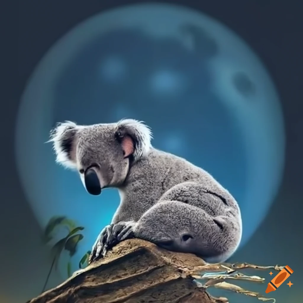 sleeping koala on the moon