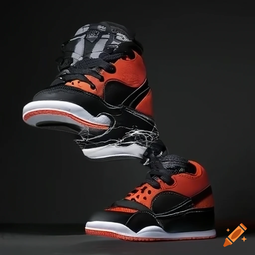 Air Jordans sneakers floating in mid-air