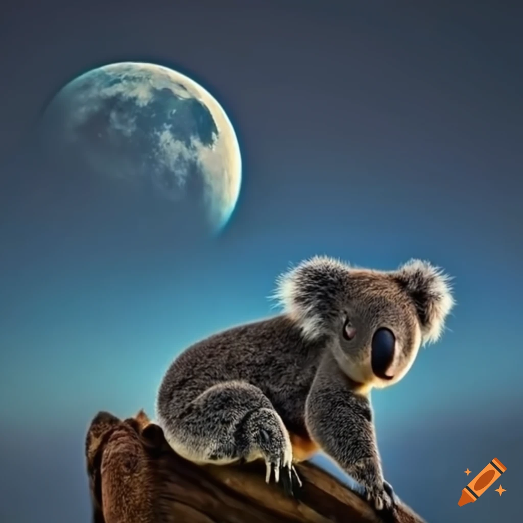 sleeping koala on the moon