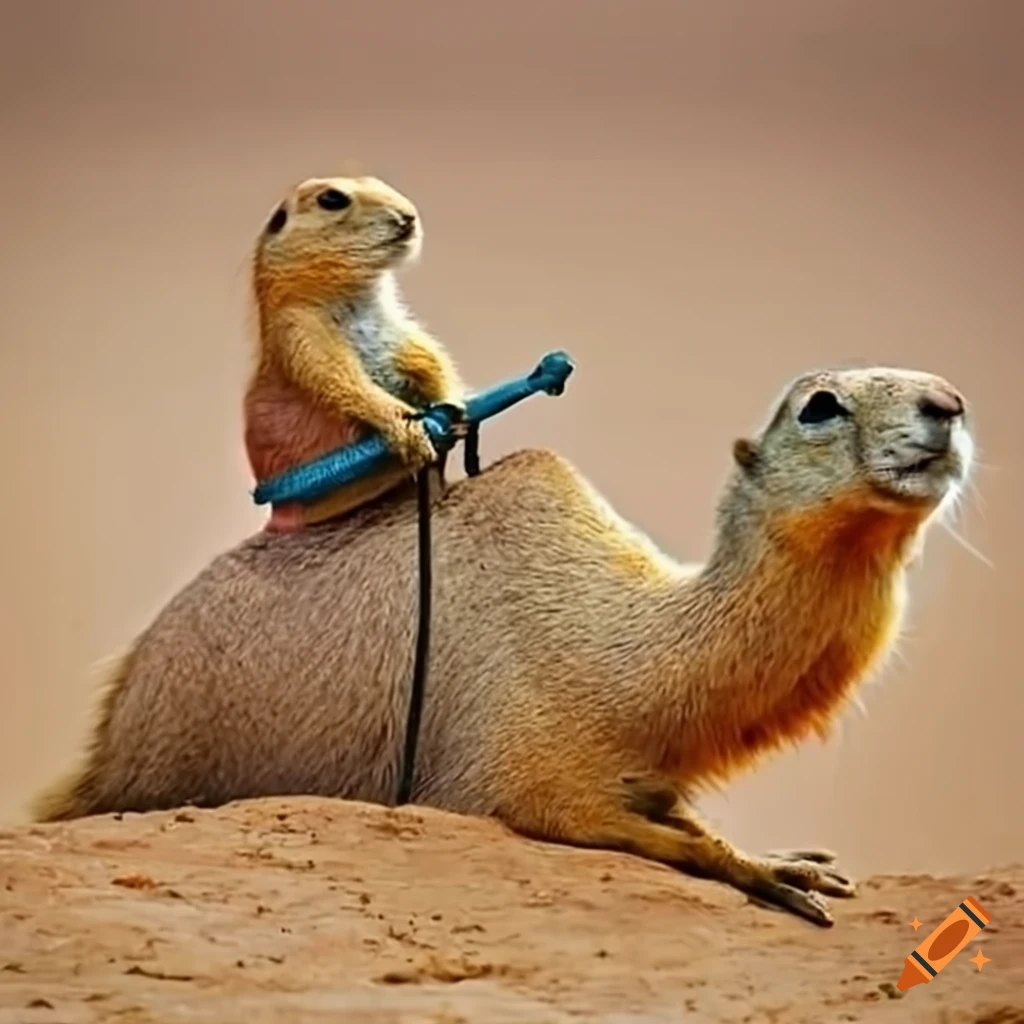 prairie dog riding a camel