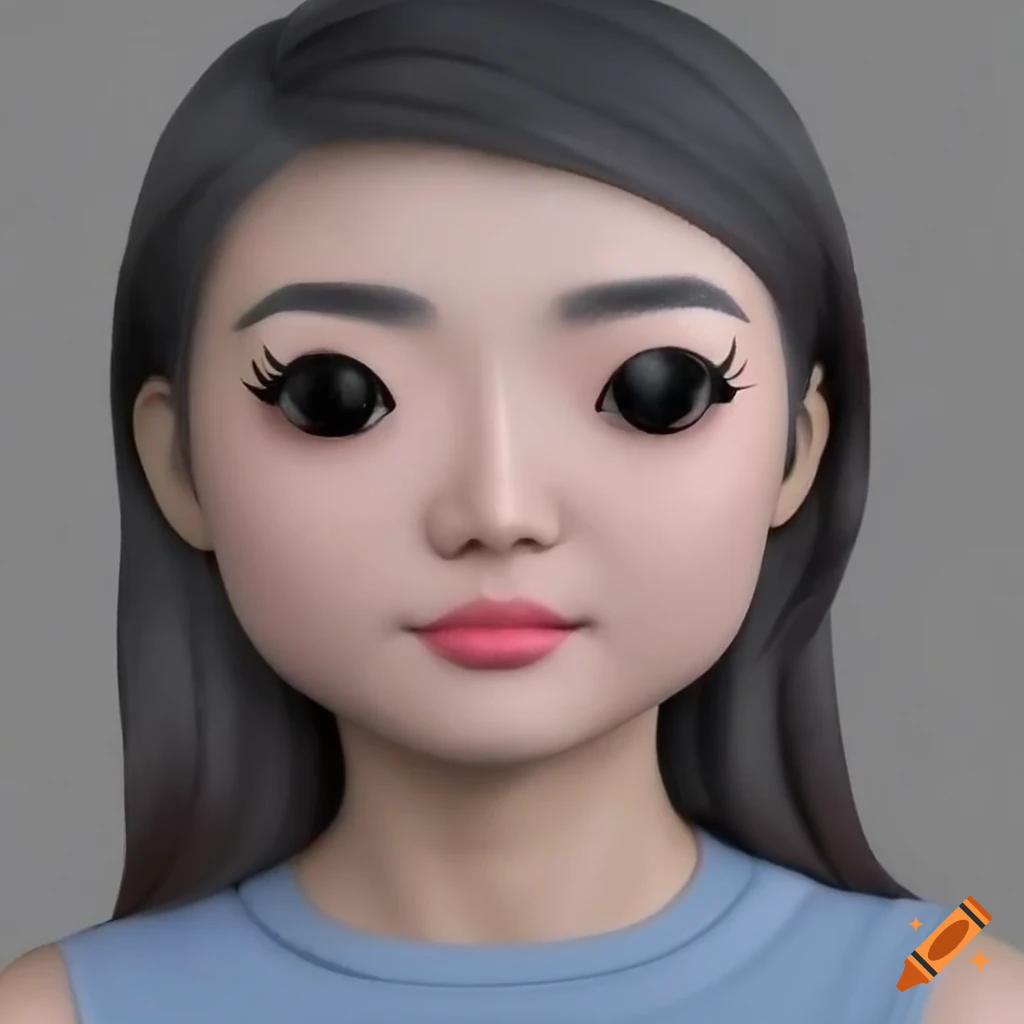realistic Funko Pop style portrait of an Asian woman