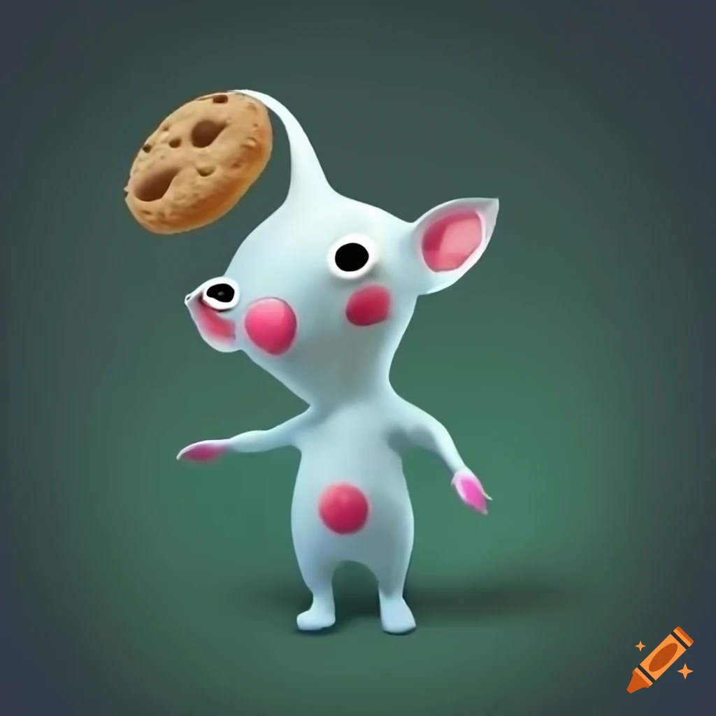 Pikmin holding a cookie