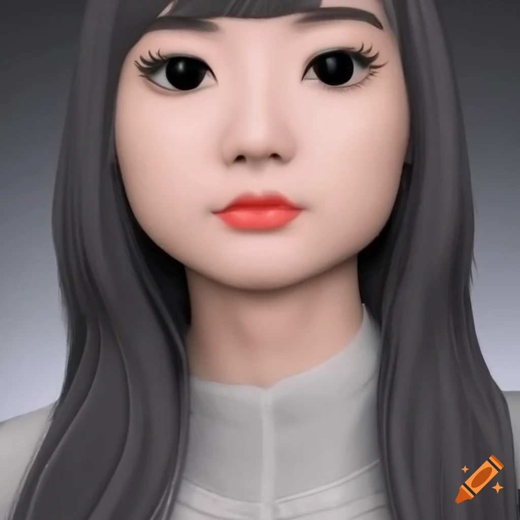 realistic Funko Pop style portrait of an Asian woman