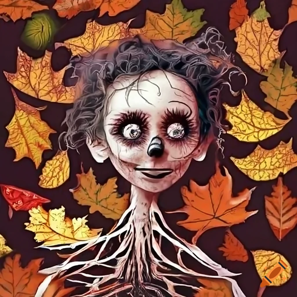 fall holiday pattern with Tim Burton influence