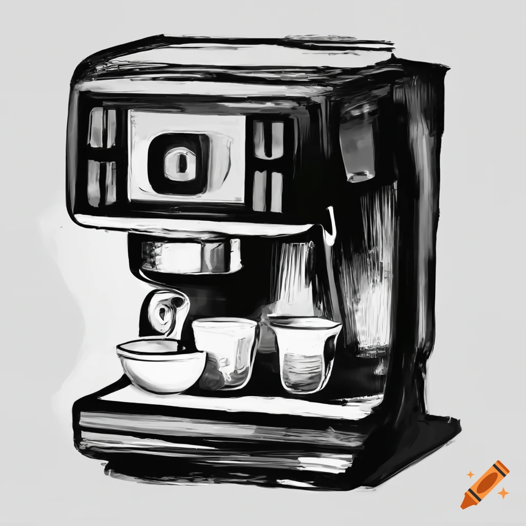 black and white pictogram of a professional coffee machine