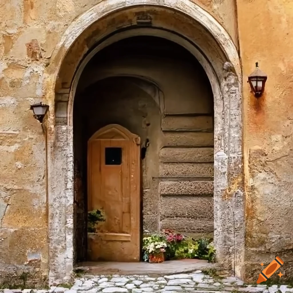 charming Italian courtyard with colorful flowers