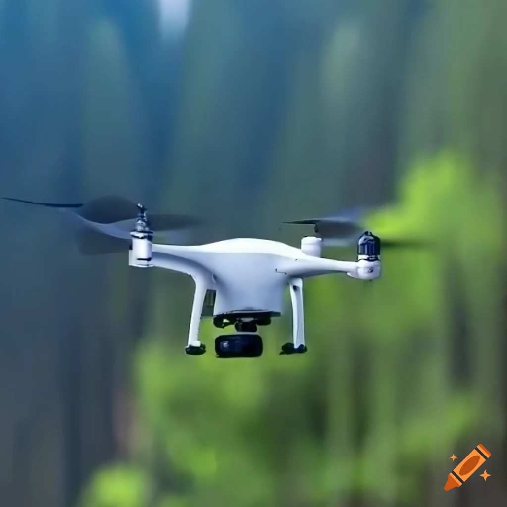 a sleek drone flying over a picturesque landscape