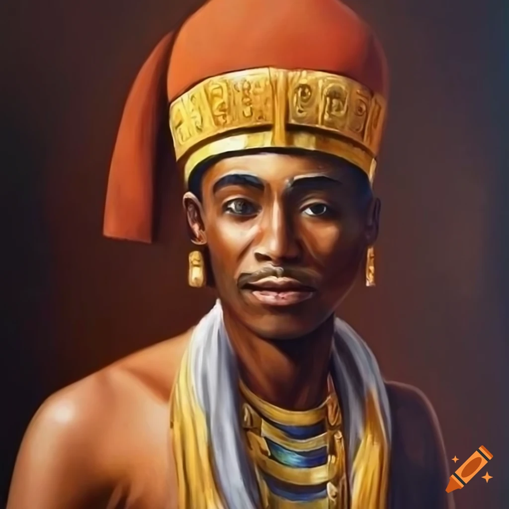 realistic oil painting of a Nubian king