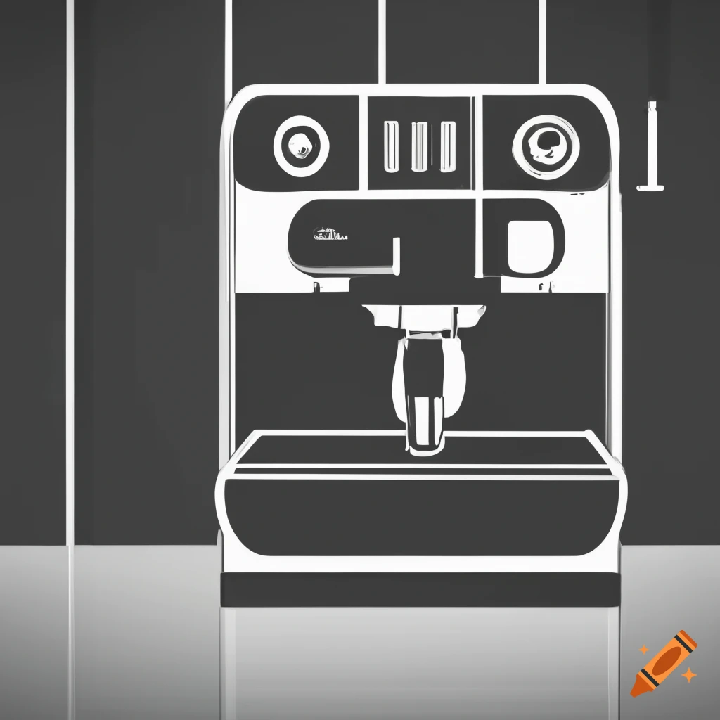 simple black and white pictogram of a professional coffee machine