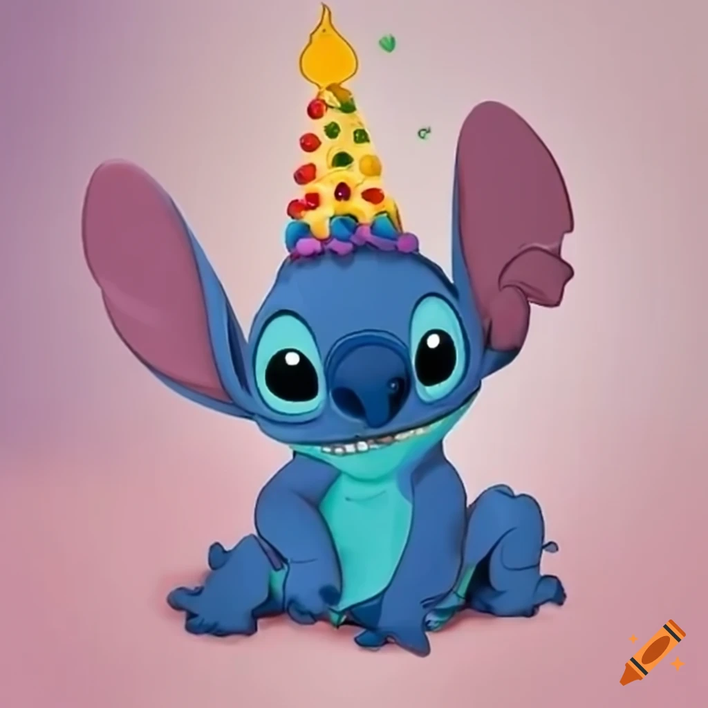 Stitch celebrating birthday