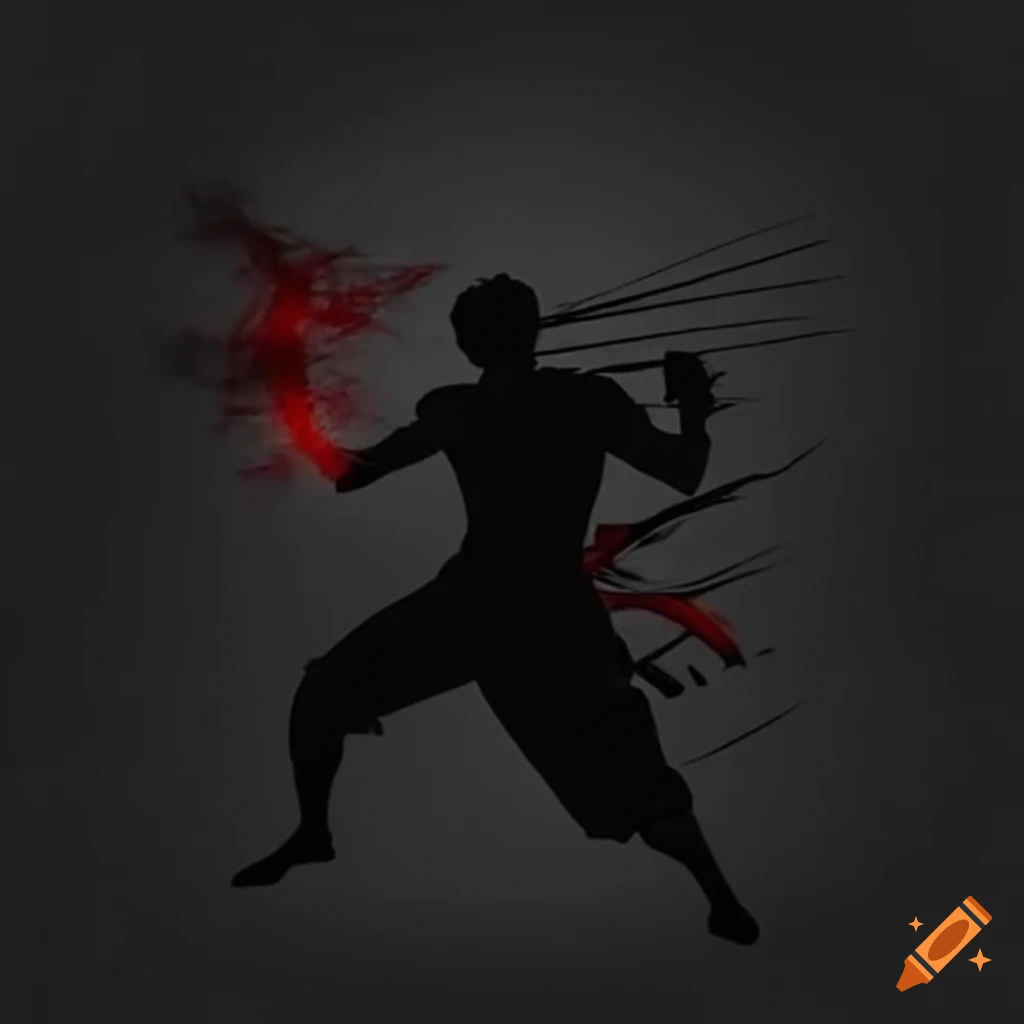 silhouette of a fighter ready for MMA combat