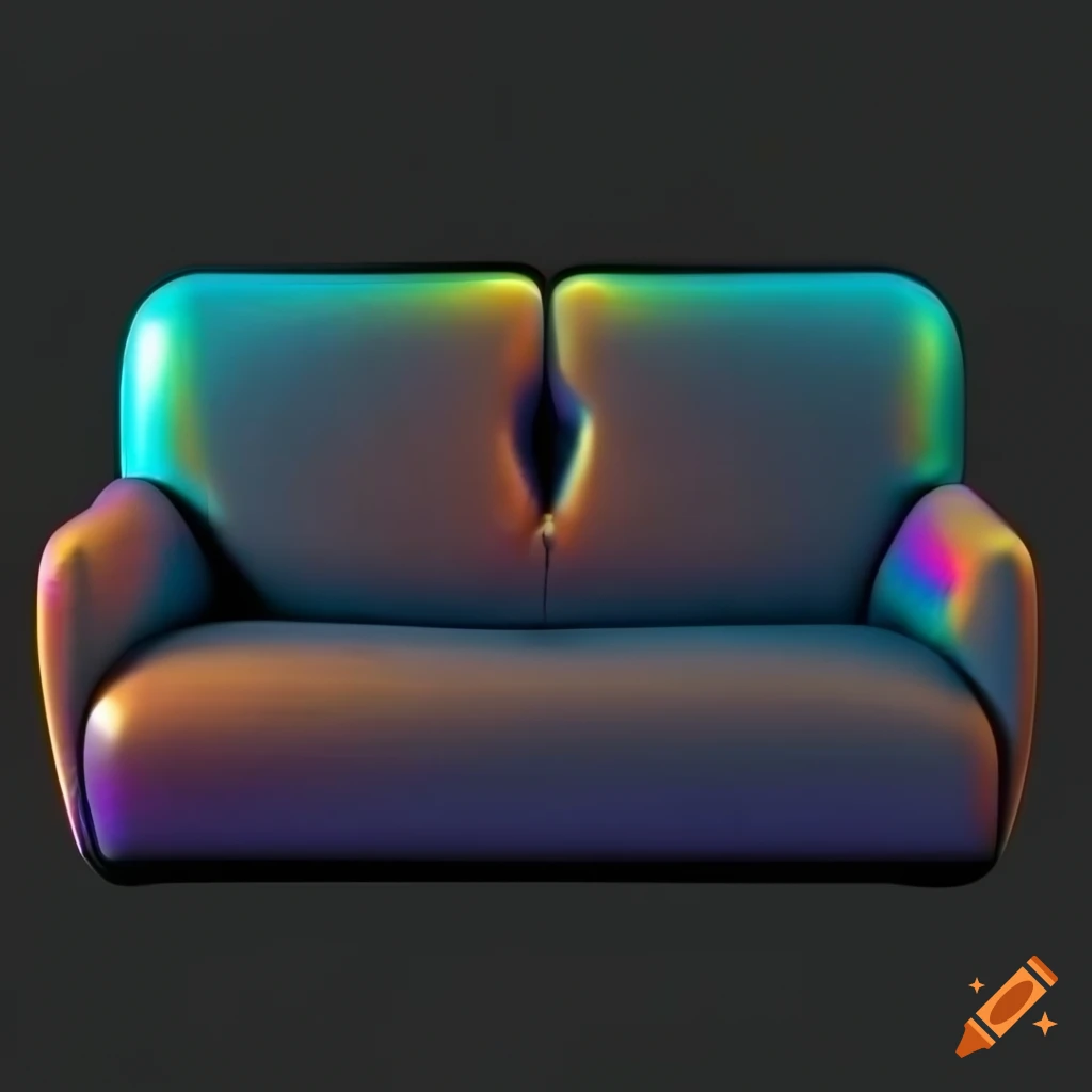 iridescent 3D couch on black background