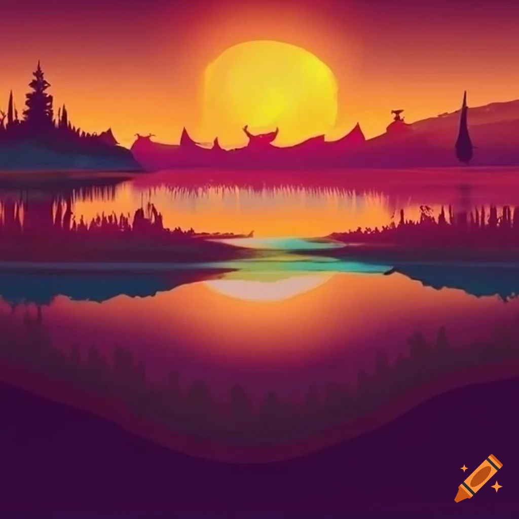 T-shirt with sunrise and landscape design