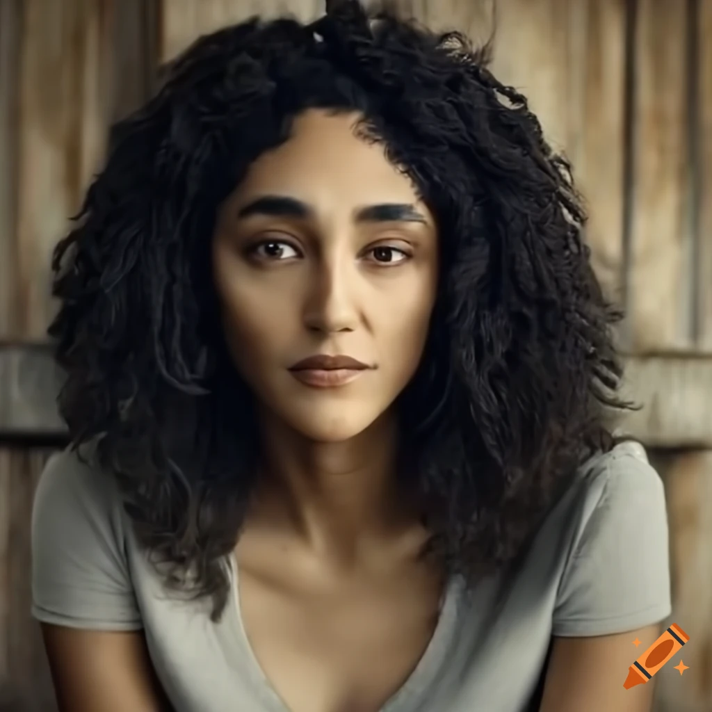 close up of Golshifteh Farahani on a horse ranch
