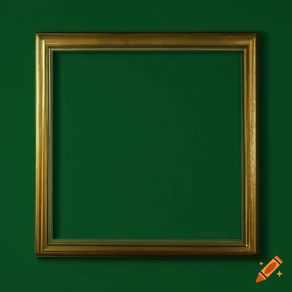 golden frame around a green canvas