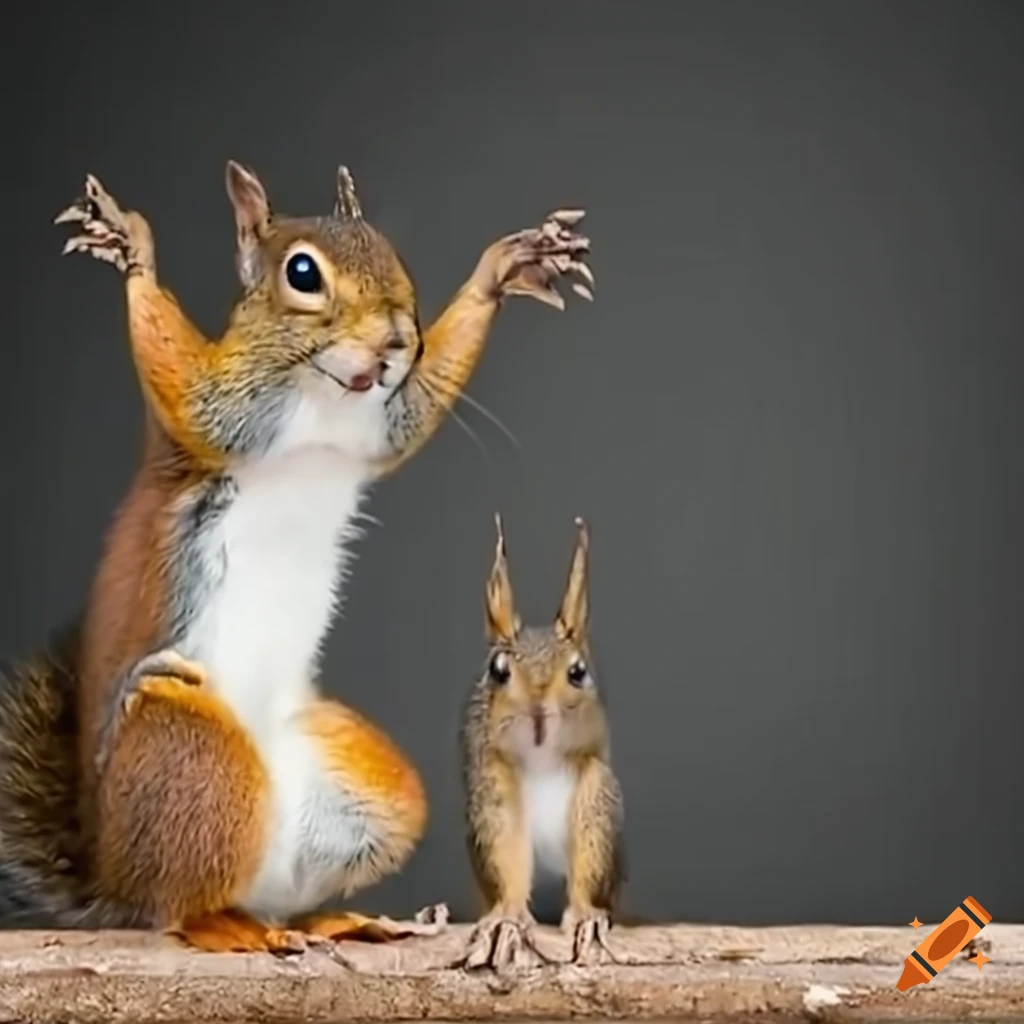 cute squirrel doing acrobatic tricks