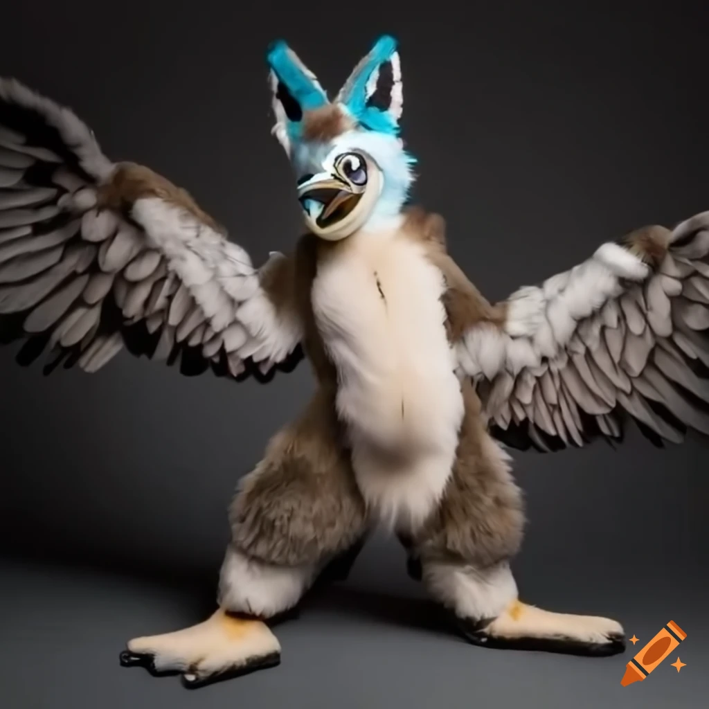 bird fursuit with beak and wing-arms