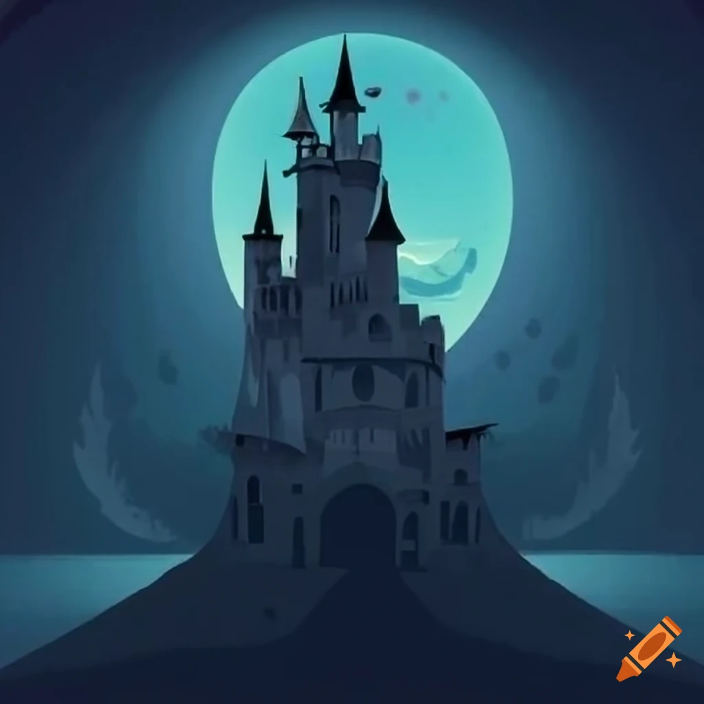 Haunting night view of a castle on Craiyon