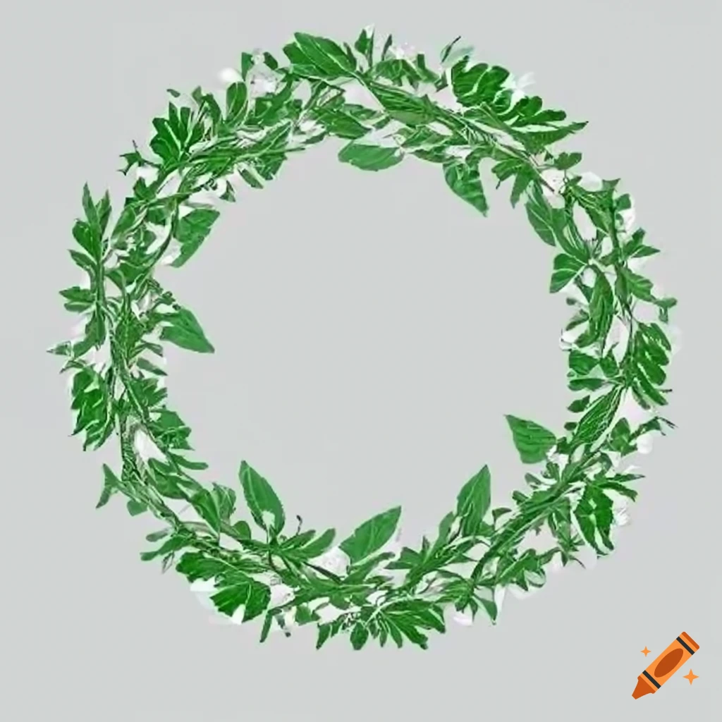 garland wreath with thick leafy vines on a white background