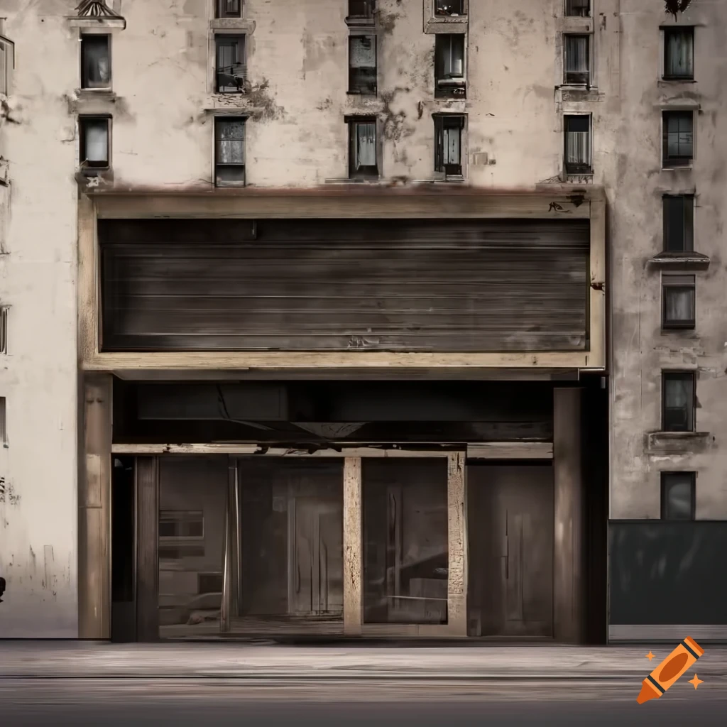 gritty urban storefront facade in New York style