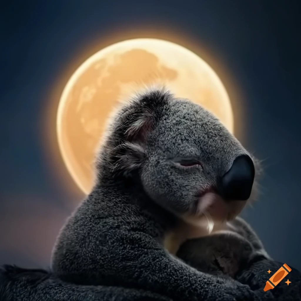 sleeping koala on the moon