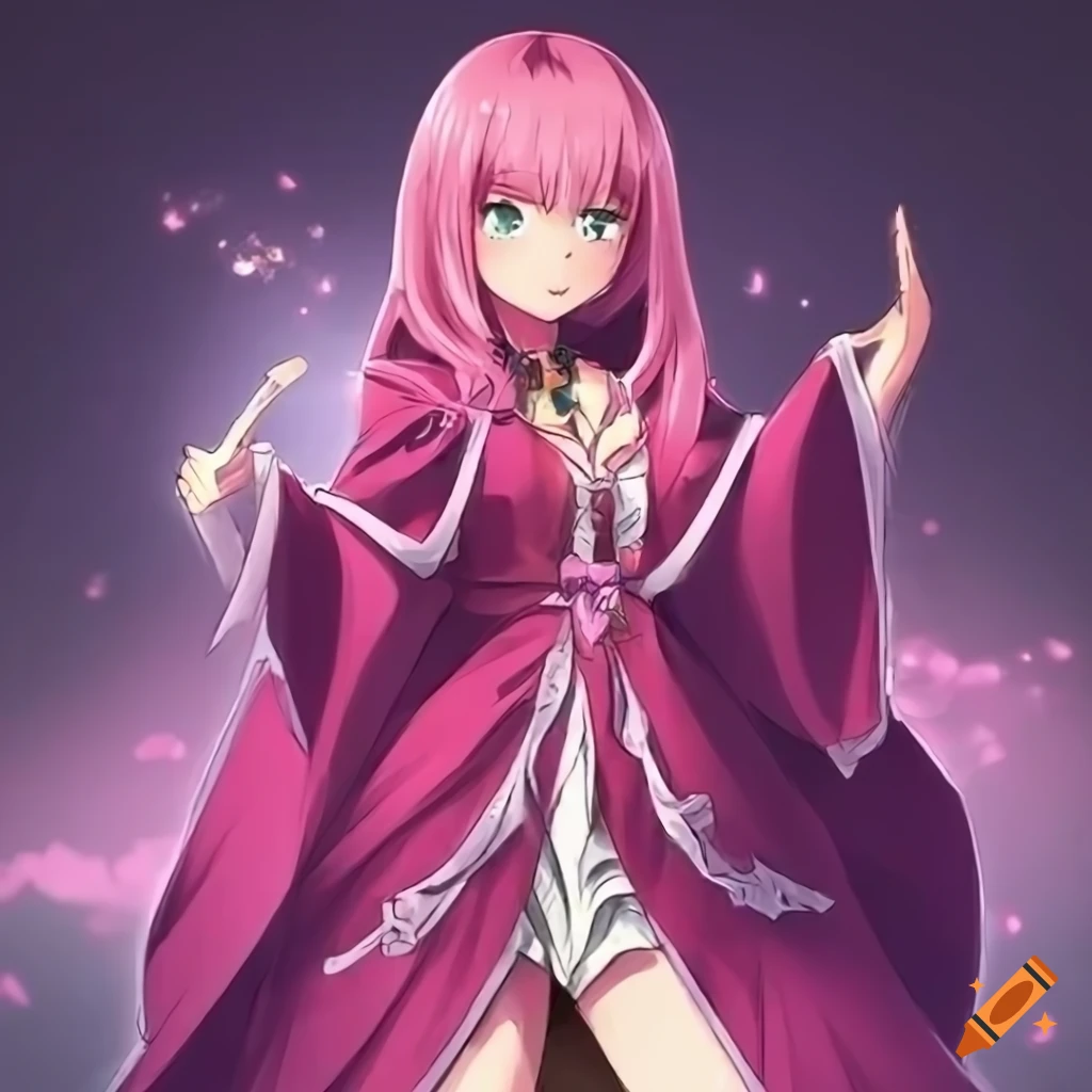 anime mage wearing a cloak