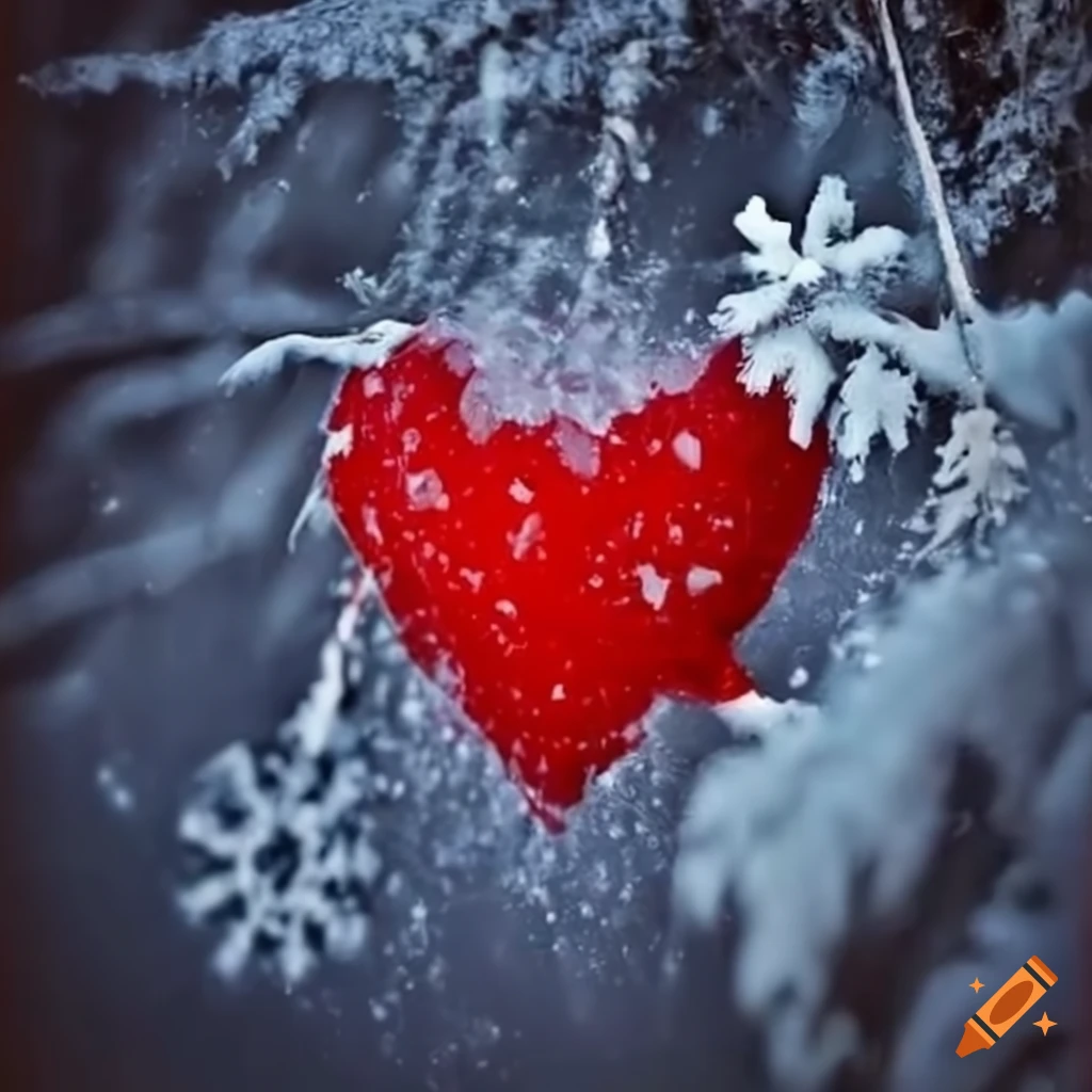 red heart and snowflake
