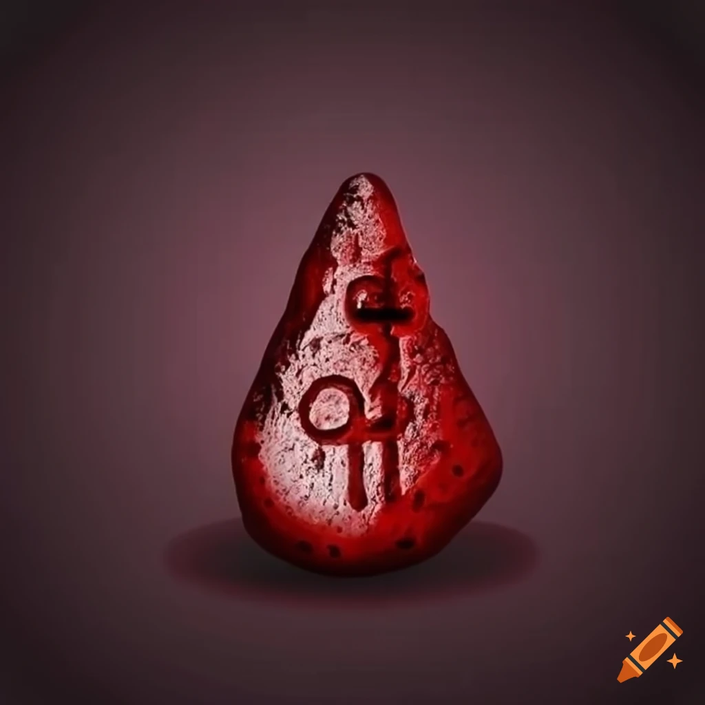 dark red blood symbol on ancient stone