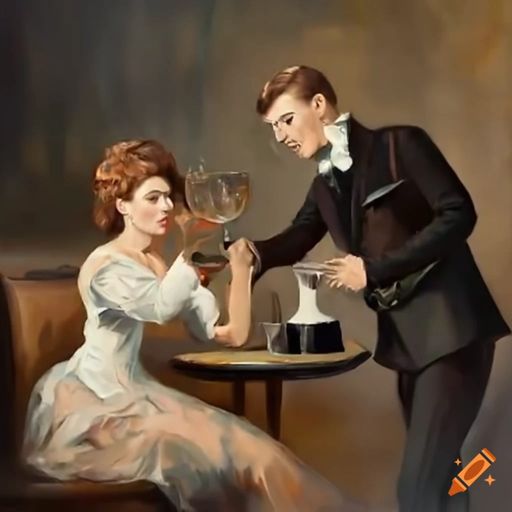 woman being served by a waiter