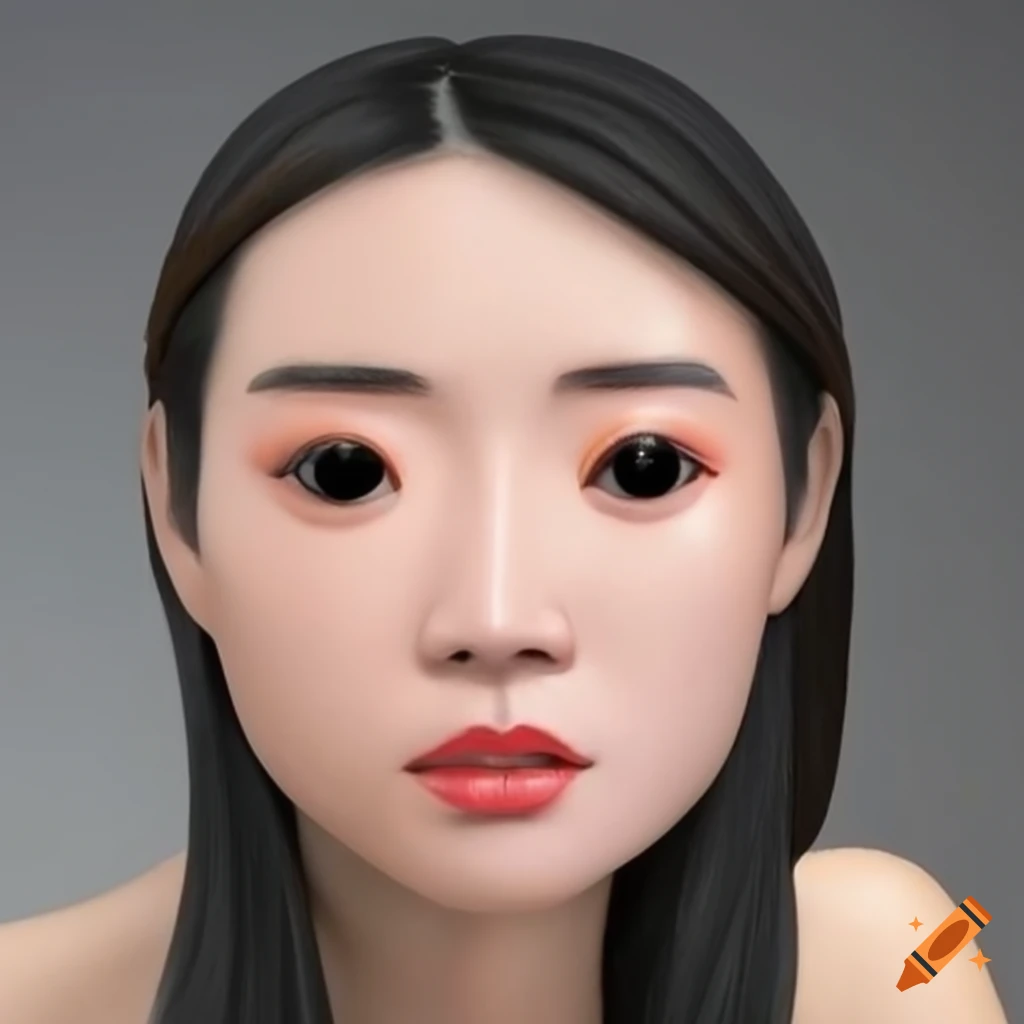realistic Funko Pop style portrait of an Asian woman