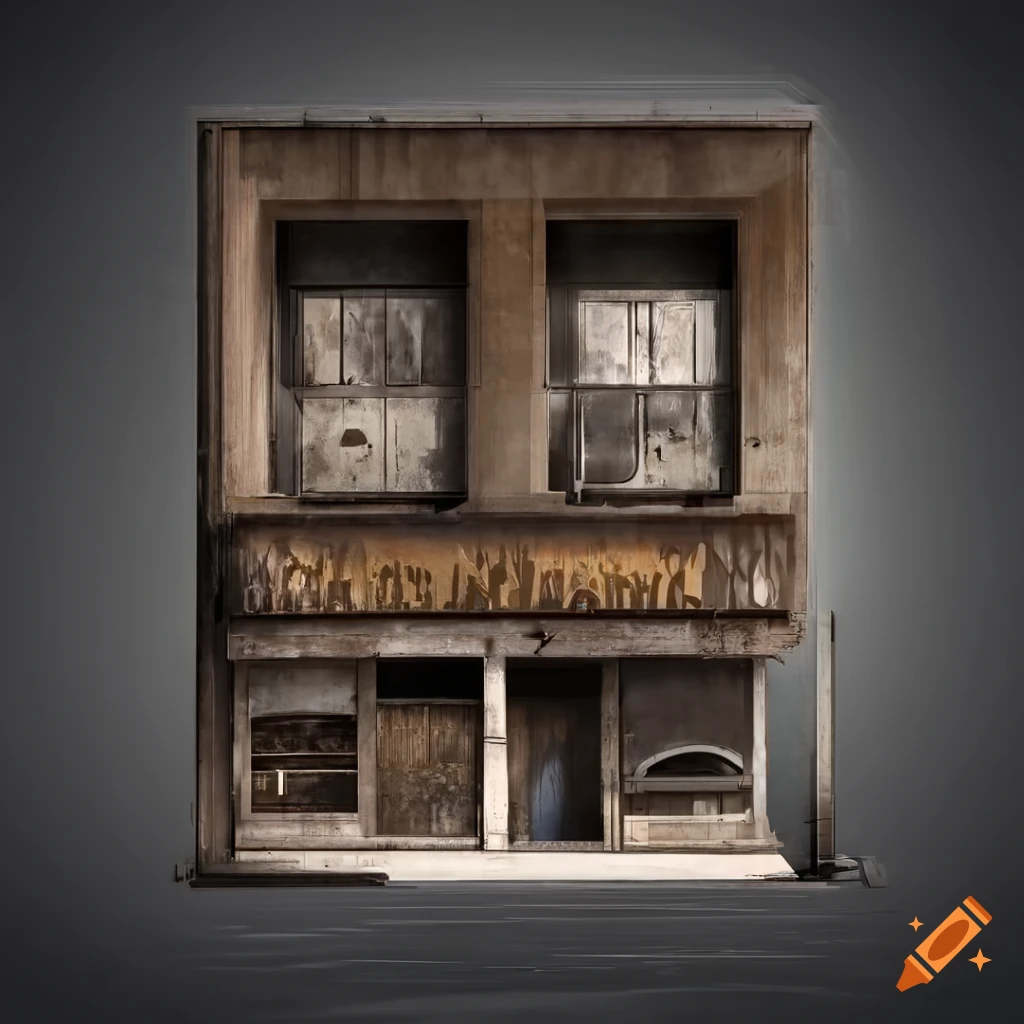 gritty urban storefront facade in New York style
